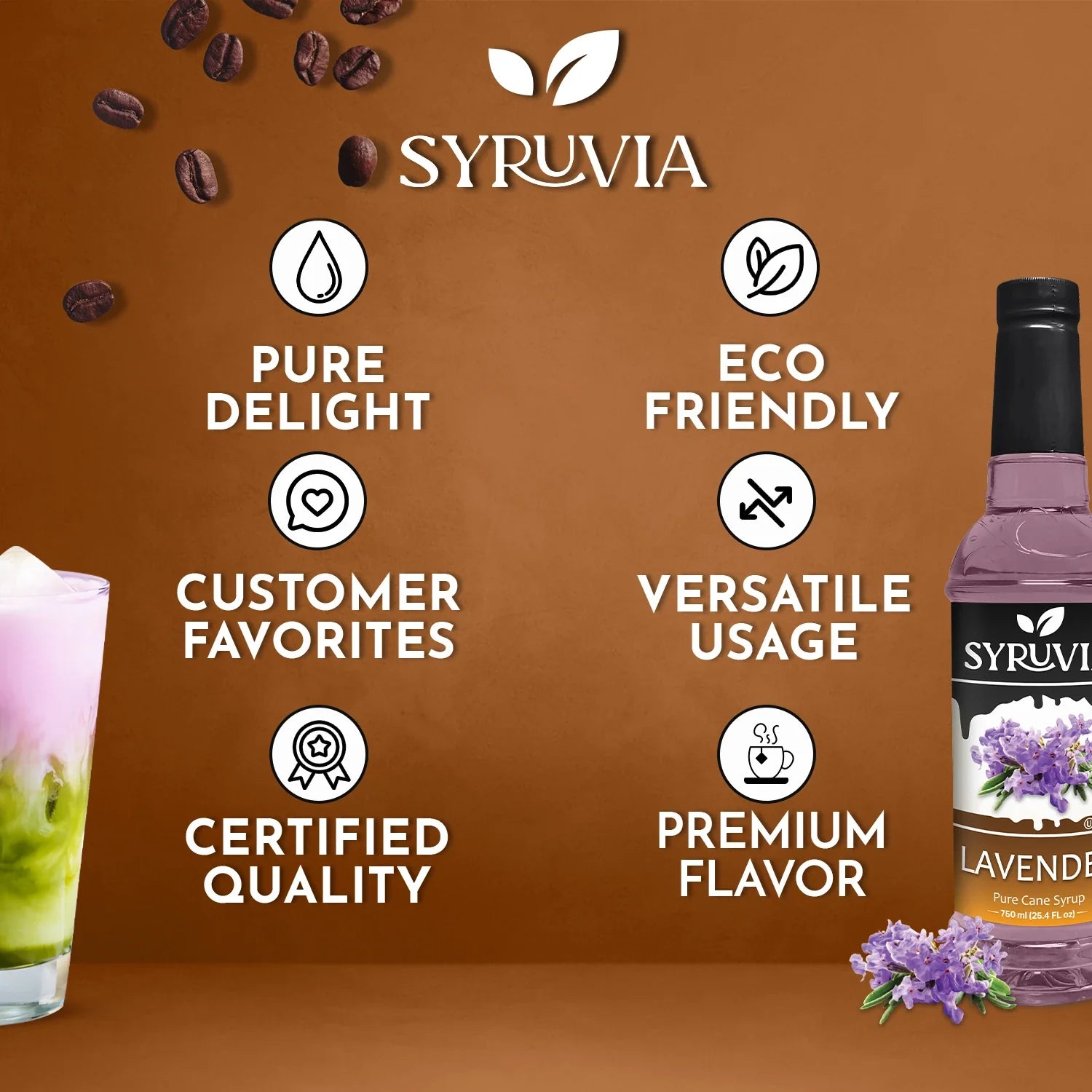 Lavender Coffee Syrup Eco Friendly Packaging Premium Flavoring