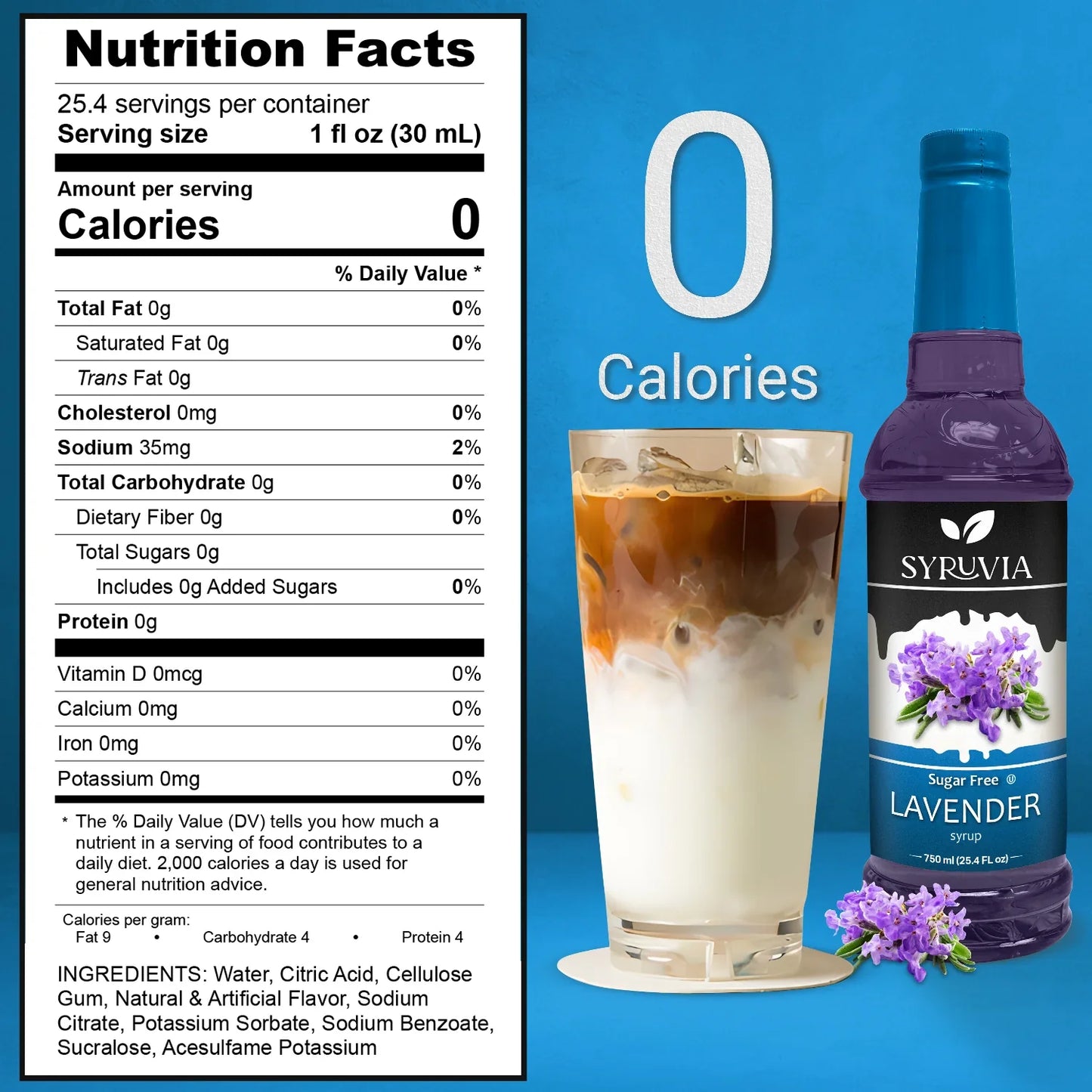 Sugar Free Lavender Coffee Syrup Nutrition Facts Zero Sugar Zero Calories